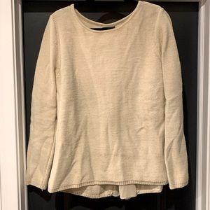 Cozy Cream Sweat with Open-Zip Back